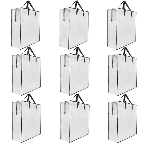 9 Pack Clear Storage Bags with Zipper and Handles, Blanket Bags For Closet Storage, Moving and Packing Supplies for College, Underbed Storage Organizer for Clothes Pillow Bedding Christmas Wreath