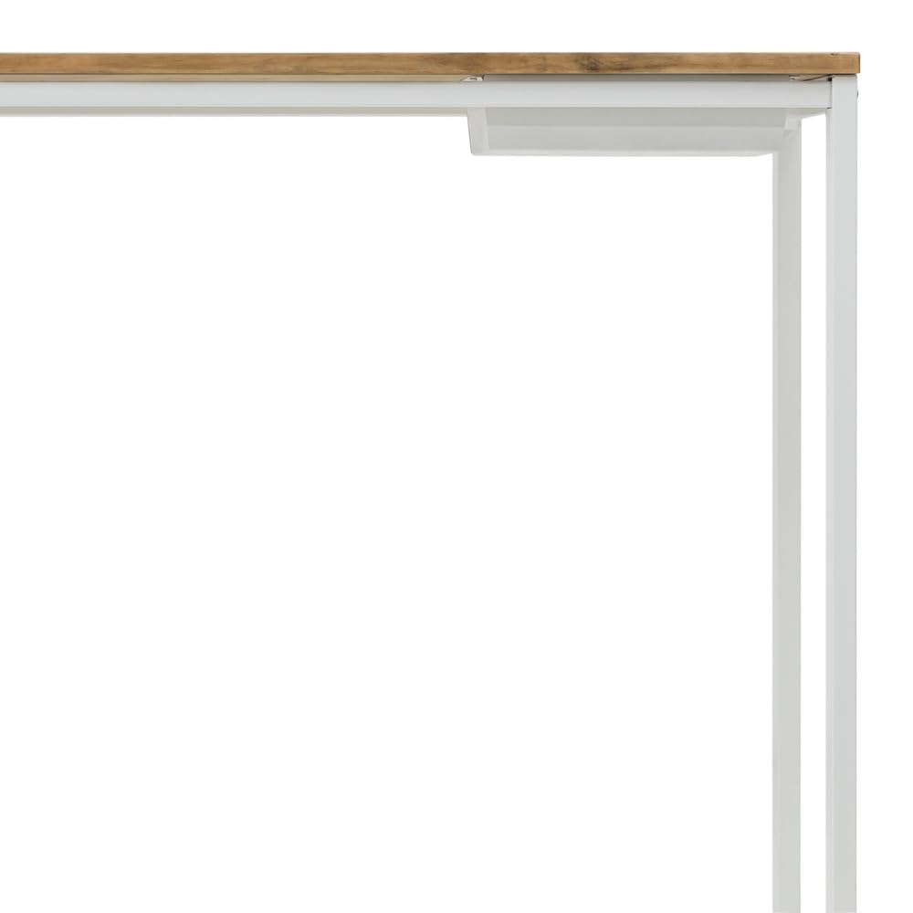 BOX FURNITURE Recibidor con Bandeja Oculta, Blanco, 78x30x80 cm, Acero Lacado y Madera Maciza, Acabado Envejecido, Fabricado en España