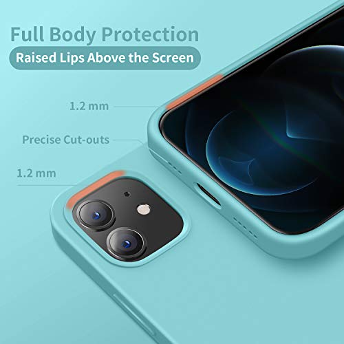 Cordking Designed for iPhone 12 Case, Designed for iPhone 12 Pro Case, Silicone Shockproof Phone Case with [Soft Anti-Scratch Microfiber Lining] 6.1 inch, Sea Blue - Thumbnail 3