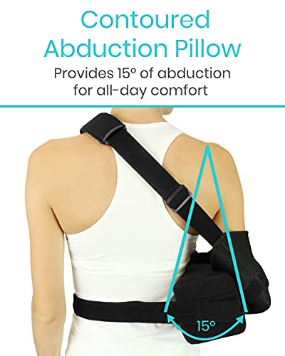 Vive Shoulder Abduction Sling - Immobilizer For Injury Support - Pain Relief Arm Pillow For Rotator Cuff, Sublexion, Surgery, Dislocated, Broken Arm - Brace Includes Pocket Strap, Stress Ball, Wedge #TOP3