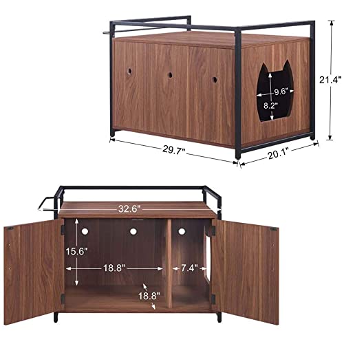 Unipaws Cat Litter Box Enclosure With Metal Frame, Privacy Cat Washroom Bench, Litter Box Hidden, Pet Crate With Iron And Wood Sturdy Structure, Cat House Nightstand #TOP3
