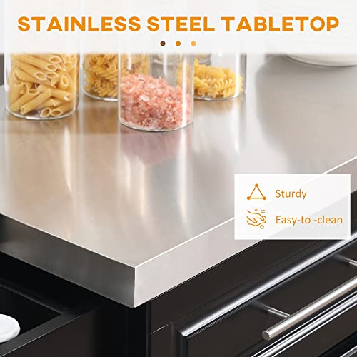 image for HOMCOM Rolling Kitchen Island with Storage, Portable Kitchen Cart with