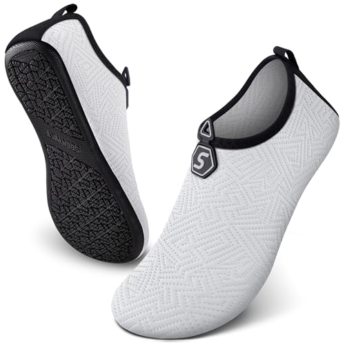 Image of SEEKWAY Water Shoes Quick-Dry Aqua Socks Barefoot Slip-on for Beach Pool Swim River Yoga Lake Surf Women Men Black SK001