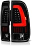 VIPMOTOZ Neon Tube LED Tail Light Lamp Assembly For 1997-2003 Ford F150 & 1999-2007 Ford Superduty F250 F350 Pickup Truck - Matte Black Housing, Smoke Lens, Driver and Passenger Side