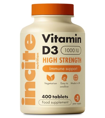 Vitamin D 1000iu - 1+ Year Supply - High Strength 400 Easy Swallow Tablets - One a Day High Strength Cholecalciferol VIT D3 - Vegetarian Supplement - Microtablets - Made in UK