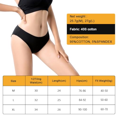 Flintronic Damen Unterhosen - 6er Pack Weich Atmungsaktiv Slips, Stretch Baumwolle Hohe Taille, Bequeme Frauen Unterwäsche, Mehrpack, Schwarz
