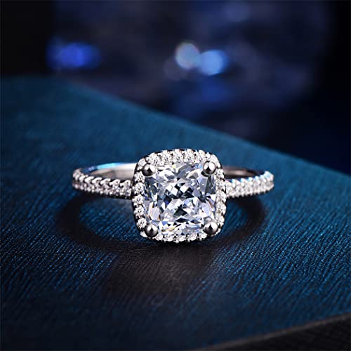 Arietta Halo 2 Carat Cushion Cut D Color VVS Moissanite Engagement Ring Silver Moissanite Rings for Women4