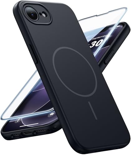 Image of FNTCASE for iPhone 17e & iPhone 16e Case: [Compatible with Magsafe] Solid Matte Magnetic Phone Cover with [Full Camera Protection] [Screen Protector] Military Grade Shockproof Protective, Black
