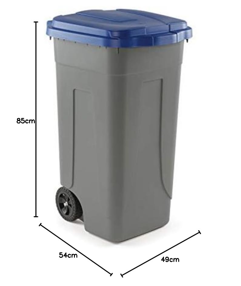 Mobil Plastic Kit 4 bidoni raccolta differenziata 100 lt. Giallo + Blu + Rosso + Verde | 4 Pattumiere con ruote incluse | Secchi Spazzatura 100 Lt | Contenitori Rifiuti