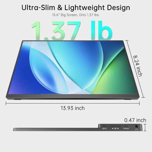 Image of 15.6 inch Portable Monitor Touchscreen, FHD 1080P IPS USB-C External Monitor, Ultra Responsive 10-Point Touch Laptop Second Screen, Lightweight Travel Monitor for Windows PC