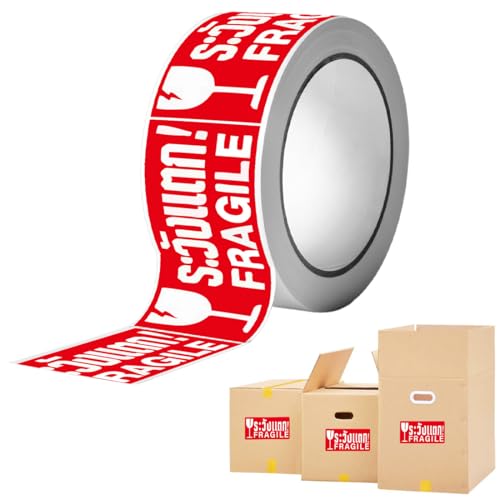 WUSJCOF - WUSJCOF 500 Étiquettes Fragiles Autocollants pour Expédition Manipuler Avec Soin - Fragile - Merci (45 x 25mm) Rouge