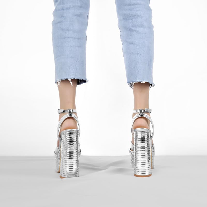 Image of Onlymaker Platform Heels for Women Ankle Strap Chunky High Heel Sandals