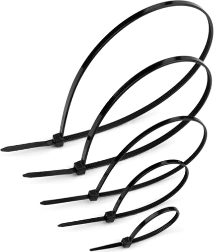 Image of MX Teeth Grip Nylon Self Locking Cable Ties, Black, 100 x 2.5 mm (4 Inch), Pack of 200, Zip Ties for Cable Management