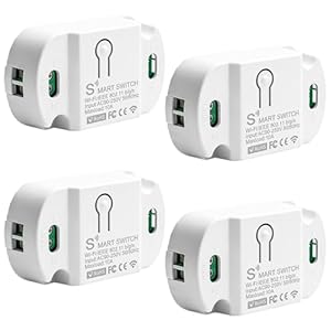 4 Stück Smart Lichtschalter Modul 10A, WLAN Schalter Modul Sprachsteuerung/Timer, Drahtloses Relais Universal WiFi Smart Life Schalter Kompatibel Alexa/Google, DIY Unterputz&aufputz (Weiß)