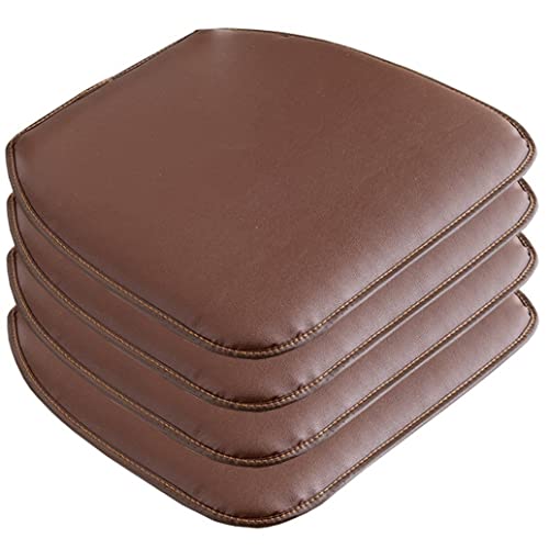 EGGPOD Leder-Stuhlkissen für Esszimmerstühle [43 x 40 cm],rutschfeste Küchen-Esszimmerstuhlauflage und Sitzkissen mit maschinenwaschbarem Bezug,1/2/4-Set(Farbe:Braun,Größe:4 Packungen)
