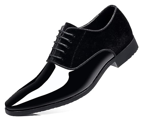 Men's Vintage High Gloss Dress Shoes Patent Leather Suede Oxford Formal Business Suit Tuxedo Shoes Stylish Men's Dress Shoes