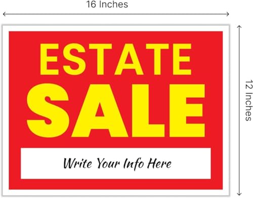 12x16 Inch pack of 3 Double Sided Real Estate Sale Yard Sign - Estate Sale Arrows Signs with Metal H Stakes - House For Sale Signs for Real Estate Agent Realtor Supplies - Real Estate Perfect for Home - Thumbnail 2