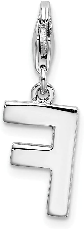 925 Sterling Silver Amore La Vita Polished CZ Letter F Initial Bracelet Charm Lobster Clasp