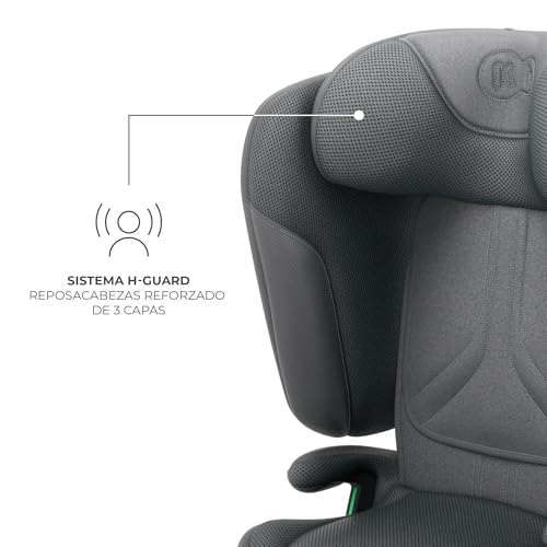 Kinderkraft UNITY 2 i-Size, Silla de coche plegable 100–150 cm, De 3,5 a 12 años aproximadamente, Reposacabezas ajustable, Tapizado con sistema AIR FLOW, Ajuste del respaldo en 5 posiciones, Gris - imagen 5