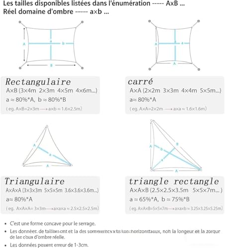 Voile d'ombrage triangle 3x4x5m taupe imperméable pour extérieur - 7