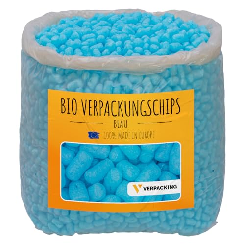 verpacking BIO Verpackungschips aus Maisstärke [Farbe & Menge wählbar] Füllmaterial für Pakete 25 Liter - Blau