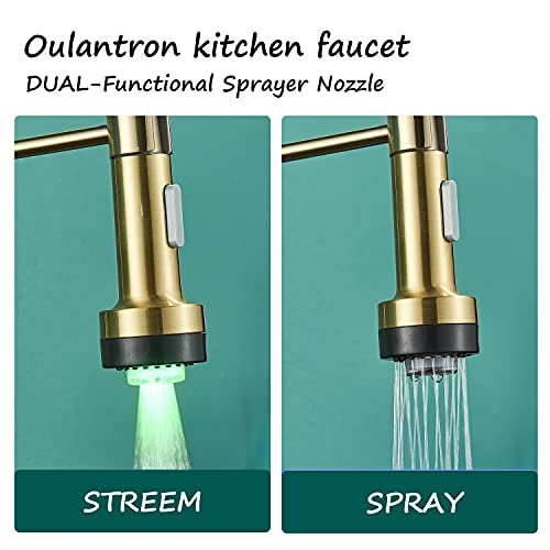 3 Hole Kitchen Faucet Brushed Gold Kitchen Faucet Led Commercial Single Handle Kitchen Gold Faucet Spring Kitchen Faucet Farmhouse Gold Kitchen Faucet #TOP3