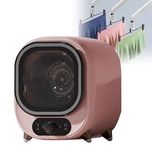 Mini Asciugatrice, Asciugatrice Portatile a Condensatore, 5 Modalità di Asciugatura, Carico da 0,8 kg, Asciugatrice Elettrica, Mini Asciugatrice Centrifuga, Asciugatrice Ventilata per Biancheria(Pink)