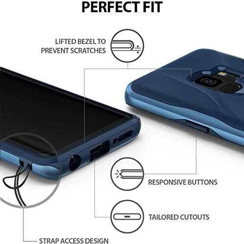 Ringke Wave Compatible with Galaxy S9 Case Dual Layer Heavy Duty 3D Textured Shock Absorbent PC TPU Full Body Drop Resistant Protection Cover for Galaxy S 9 (2018) - Coastal Blue