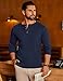 Ekouaer Mens Henley Long Sleeve Shirts Waffle T-Shirt Lightweight Thermal Undershirts Navy Blue L
