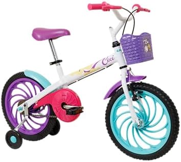 Bicicleta Infantil Caloi Ceci Aro 16, com Rodinhas, Cestinha, Cobre-Corrente e Ajuste Rápido do Banco