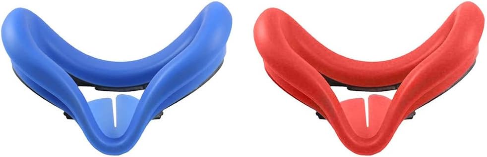 Tiardey 2PCS VR Face Silicone Cover Soft Anti-Sweat VR Eye Cover Face Padding, Washable Anti-Leakage Light Blocking Eye Cover for Oculus Quest 2 VR Headset – Blue & Red Tiardey 2PCS VR Face Silicone Cover Soft Anti-Sweat VR Eye Cover Face Padding, Washable Anti-Leakage Light Blocking Eye Cover for Oculus Quest 2 VR Headset – Blue & Red