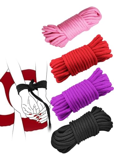 Image of 4 Pack Bondage Rope Restraint Kit 10 M /32 Feet Bondage Soft Rope Sex Rope for Couples Bondage Games BDSM Fetish Bondage Set Cotton Ropes for Women Men Extreme Love