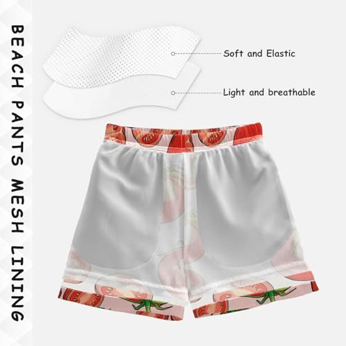 DOMIKING Tomato Slice Pink Toddler Boys' Swim Trunks Mesh Lining Swim Shorts for Boys Beach Pool Adjustable Waist4