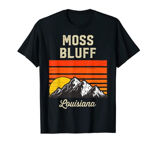 Moss Bluff Louisiana Retro City State Souvenir Maglietta