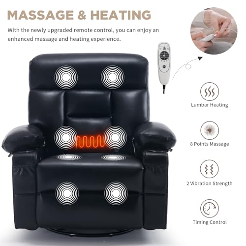 Oversized Faux Leather Swivel Rocker