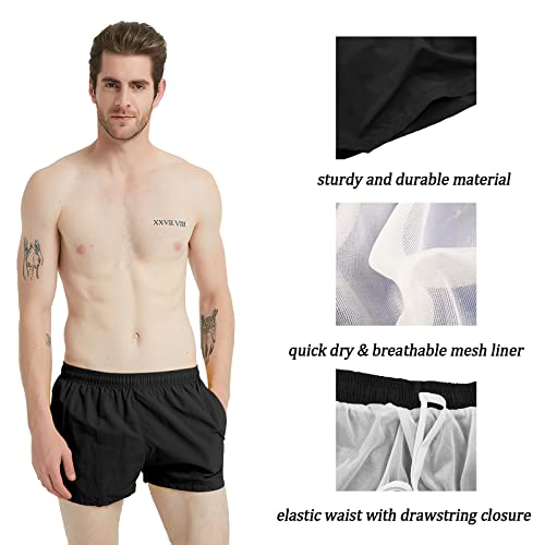 3 Inch Mens Swim Shorts Quick Dry Short Black Swim Trunks for Men Summer Suits XXL3