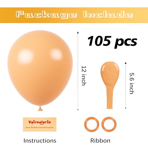 Image of Voircoloria 105pcs Peach Balloons 12inch Party Latex Balloons for Boys Girls Birthday Baby Shower Gender Reveal Wedding Sunflower Party Decorations