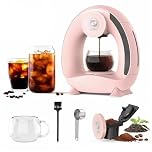 i Cafilas Electric coffee machine Mini coffee brewer for ground coffee,Americano 2-in-1 Mini One Cup coffee brewer/tea maker 1400W 2-Minute Fast Heating, 120-240ml single cup capacity(pink)