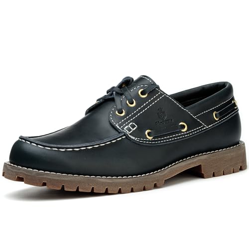 SL-Saint Hecho a Mano de los Hombres clásicos Boat & Deck Zapatos Moc Toe Lace Up Cómodo Moda Casual Náuticos (Azul, Adulto, Hombre, 43, Números, Sistema Tallas Calzado EU, Mediano)
