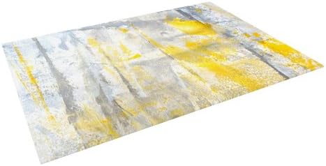 KESS InHouse CarolLynn TICE Abstraction Grey Yellow Outdoor Floor Mat/Rug, 5 by 7-Feet