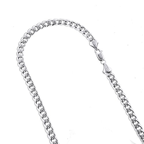 14K White Gold Hollow Miami Cuban Link 6.5Mm Wide 8.5" Long Bracelet With Lobster Claw Clasp #TOP16