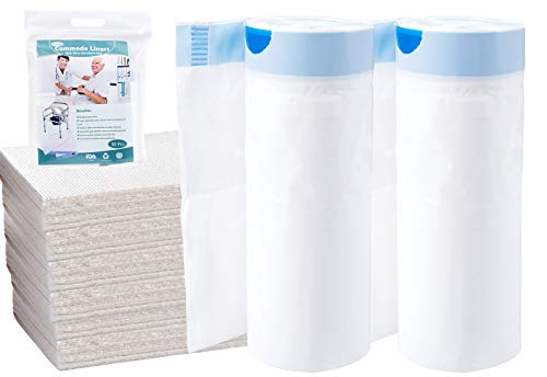 Commode Liners with Absorbent Pad,Commode Bags, Disposable Commode Chair Liners, Commode Pail Liners for Bedside Commode Pail Toilet Universal Fit(48 Pack)