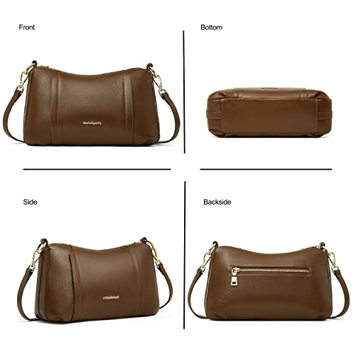 Image of DORIS&JACKY Leather Shoulder Handbags For Women Medium Designer Crossbody Purse And Bags With Two Detachable Straps