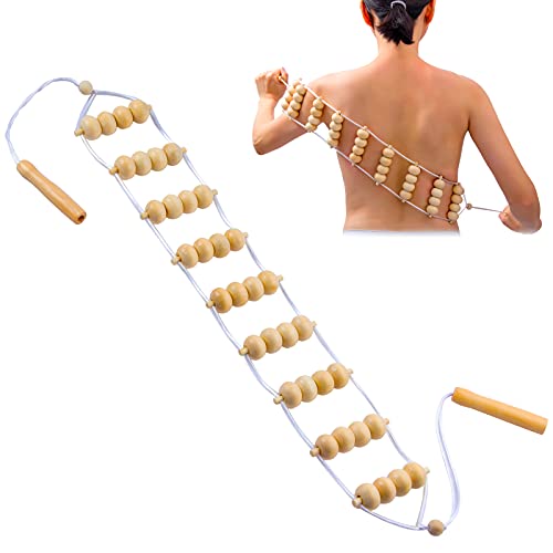 Wood Back Massage Roller Rope Tool, Wood Therapy Cellulite Massage Tools, Maderoterapia Colombiana, Lymphatic Drainage, Portable Wooden Self Massager For Neck Leg Back Muscle Pain Relief(47.2Inch) #TOP2