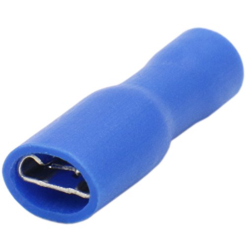 Heschen FDFD2-187 Lot de 100 bornes de câble femelles à déconnexion rapide en vinyle entièrement isolé, 4,8 x 0,5 mm, pour 1,5-2,5 mm² (16-14 AWG), bleu
