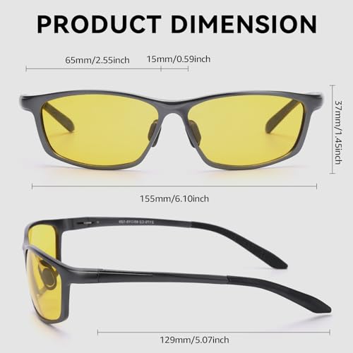 SIPHEW Night Driving Glasses for Men, Anti Glare Polarized Yellow Lens Night Vision Glasses for Nighttime/Rainy/Foggy3