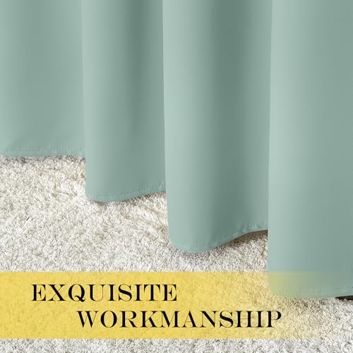 NICETOWN Window Treatment Sliding Door Curtain - Thermal Insulated Width Solid Blackout Patio Glass Door Drape, Extra Wide Draperies (Seafoam Green, 100 inches Wide x 84 inches Long)