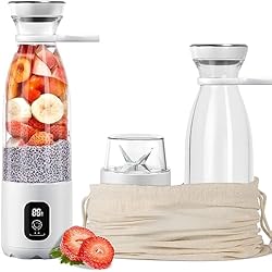 Mini Juguera Para Batidos Leegoal Batidora portátil, licuadora personal de 300 W para batidos y batidos, licuadora de para cocina, mini jugo, 6000 mAh (blanco) (Kit de viaje, Blanco)