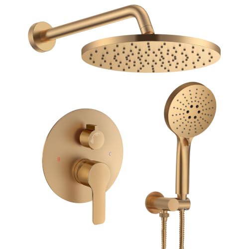 Image of Iriber Champagne Gold Shower head with Handheld,Shower System Faucet Set