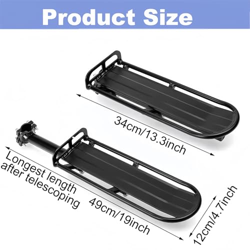 Fahrradgepäckträger aus Aluminiumlegierung, einziehbarer Fahrradgepäckträger, universeller Fahrradträger, MTB-Gepäckträger, maximale Traglast 10 kg (Schraubmontage)